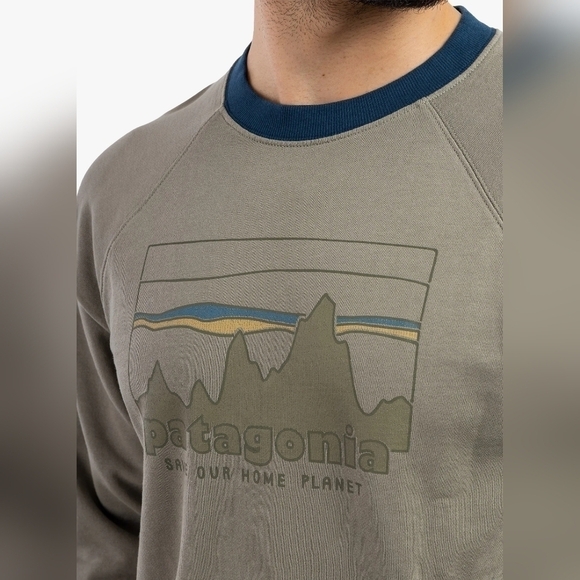 Patagonia Sage Green Men's '73 Skyline Organic Cotton Crewneck Sweatshirt - Picture 4 of 14